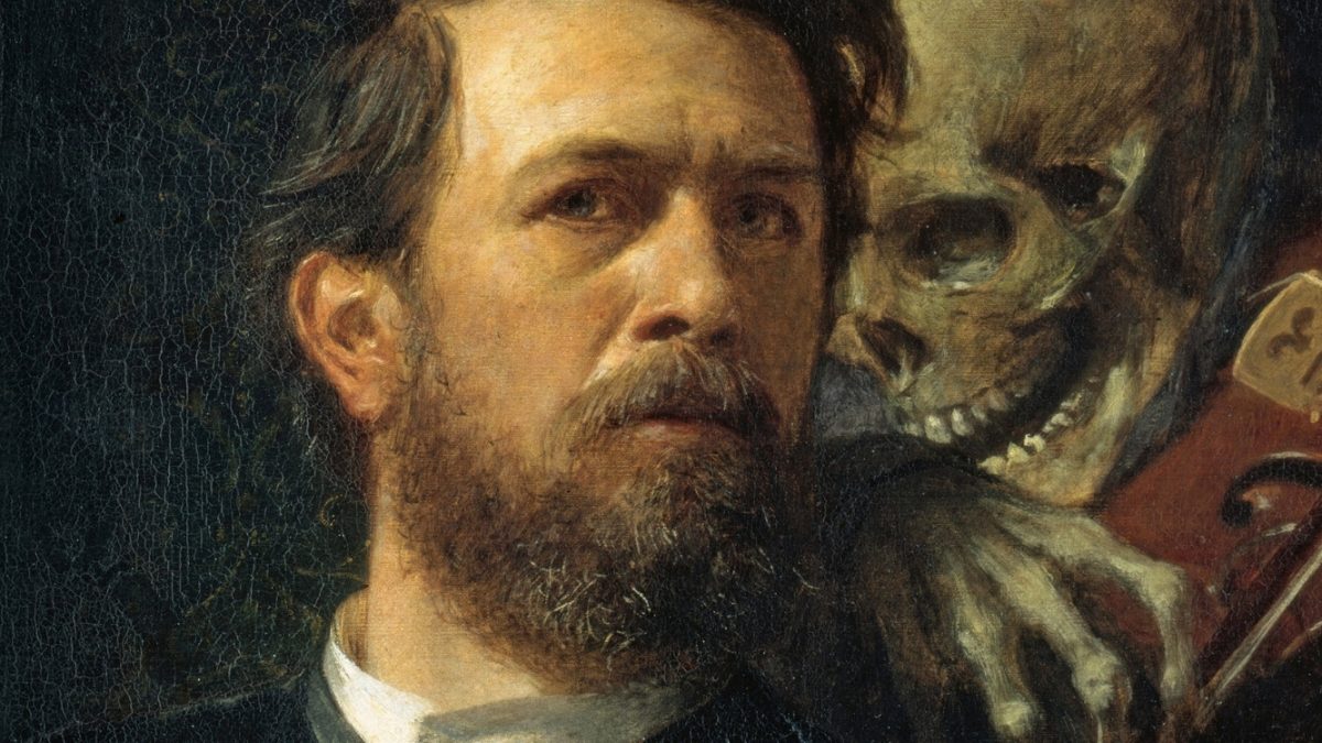 Yaşamın Sonu: Self-Portrait with Death Playing The Fiddle — Arnold Böcklin, 1872